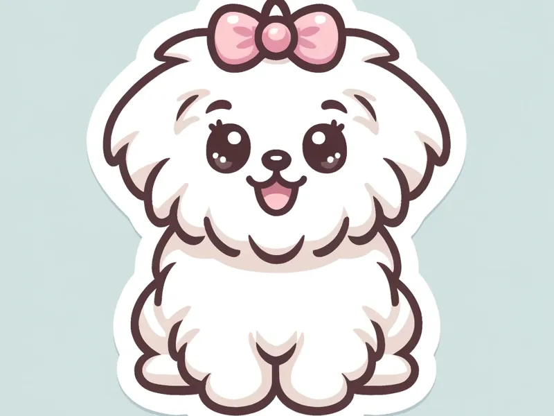Cute white shih tzu girl with ribbon keychain