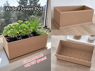 Japandi Wide Flower Pot with Drip Tray