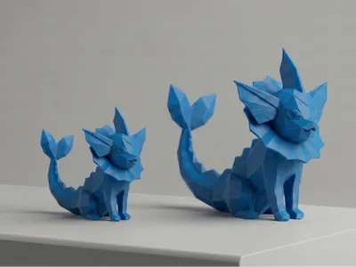 Low Poly Vaporeon- Stylized Pokémon Desktop Friend