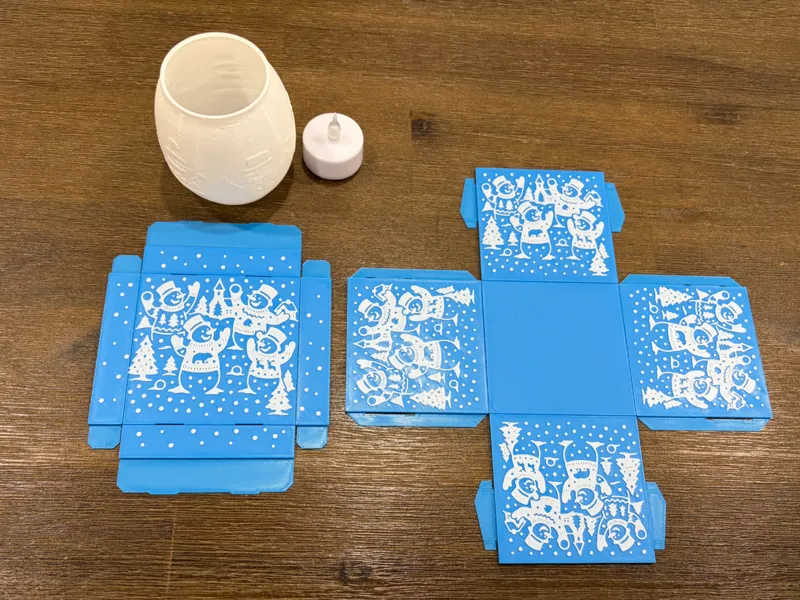 Origami Gift Box for Snowmen Tealight Lamp