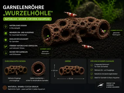Shrimp Tube "Root Cave" 2-Chamber Shrimp Hide