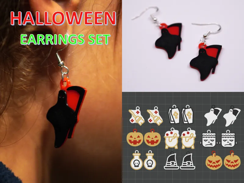 Halloween Earrings Set - 9 different models