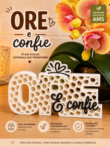 Accesorio para impresora 3D: Letreiro Ore e confie — vista de referencia 3