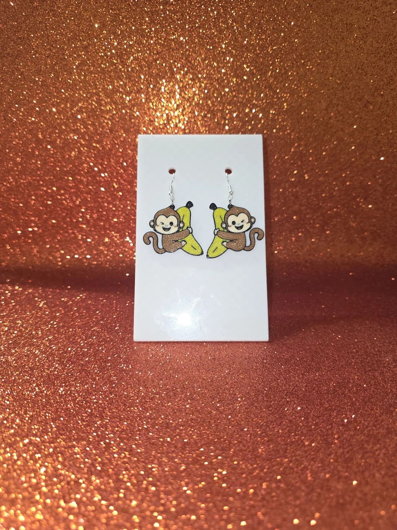 Crazy monkey earrings view 2