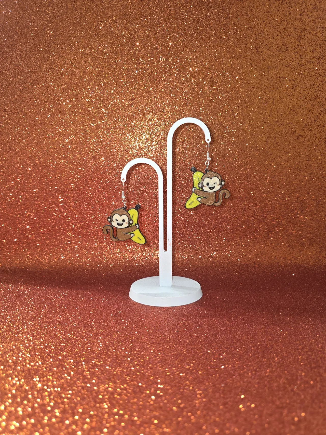Crazy monkey earrings view 3