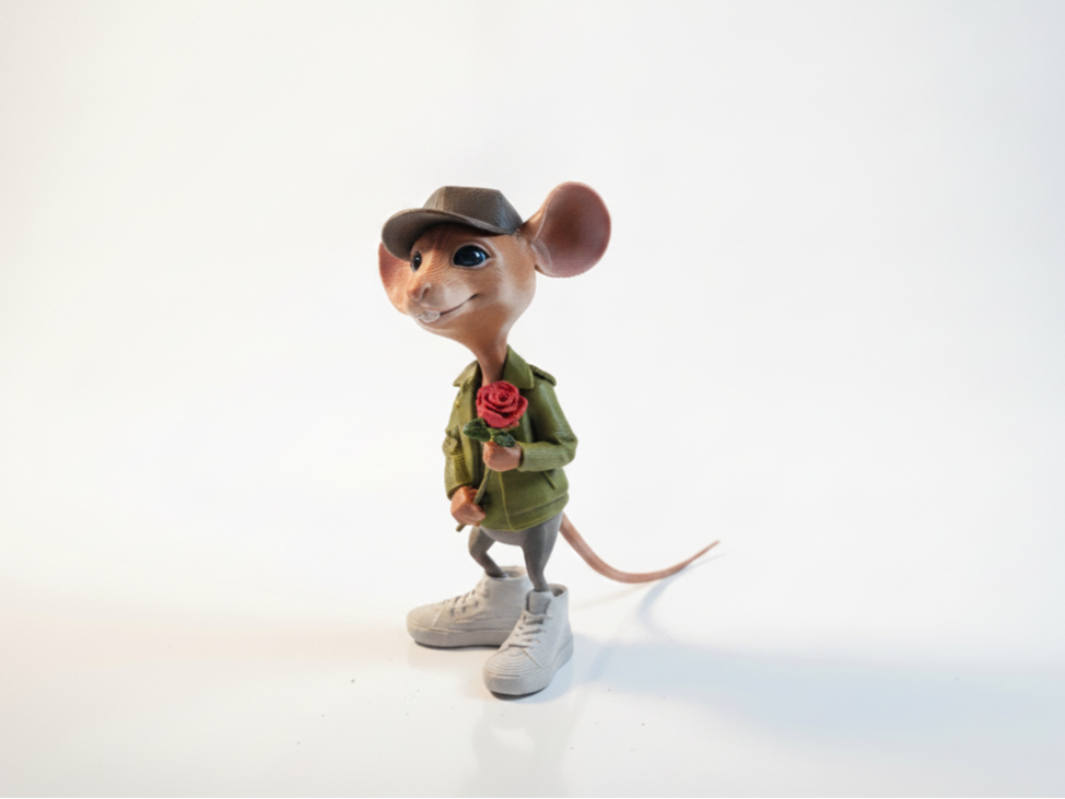 Mouse With Rose Figurine Animal Collectible