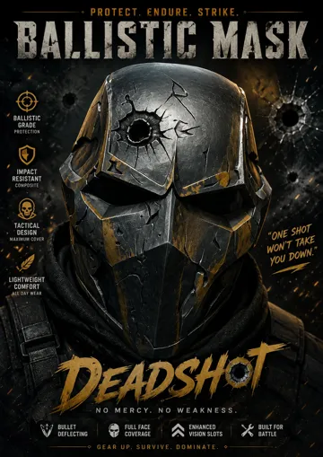 Pieza para disfraz o exhibición: Ballistic Mask "DEADSHOT" — vista de referencia 4
