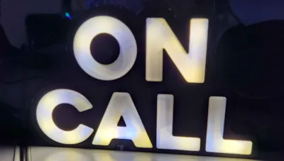Desktop ON CALL sign