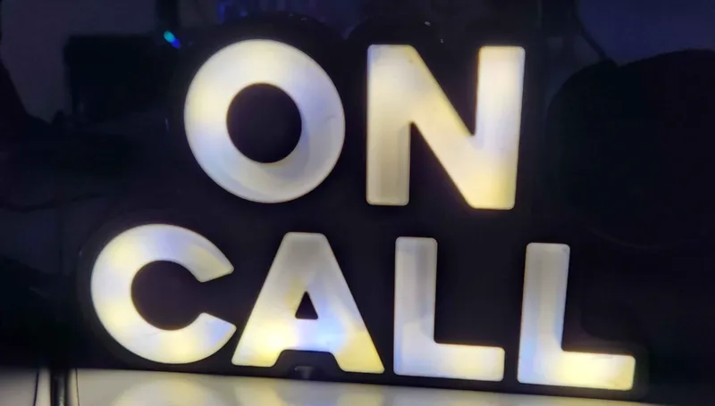 Desktop ON CALL sign