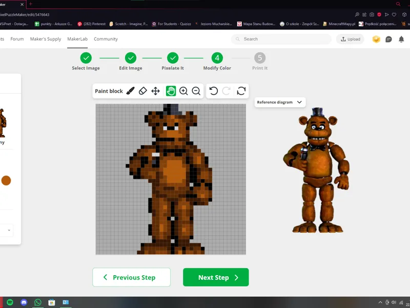 freddy fazber pixel puzzle