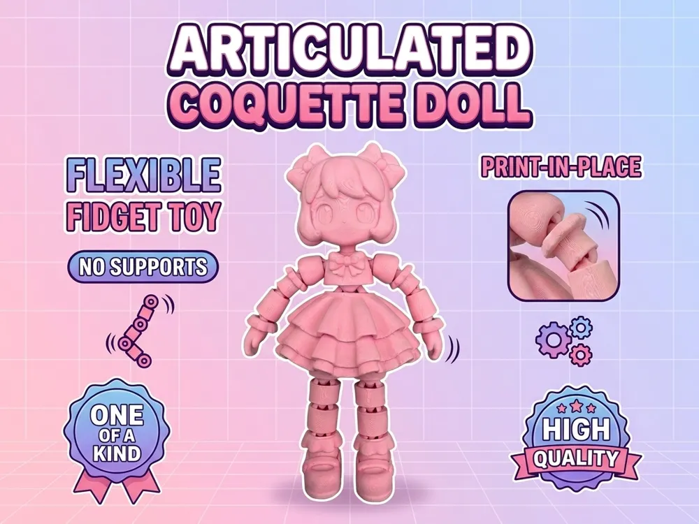 Objeto manipulable: Articulated Coquette Doll: Flexible Fidget Toy. Referencia del modelo original.