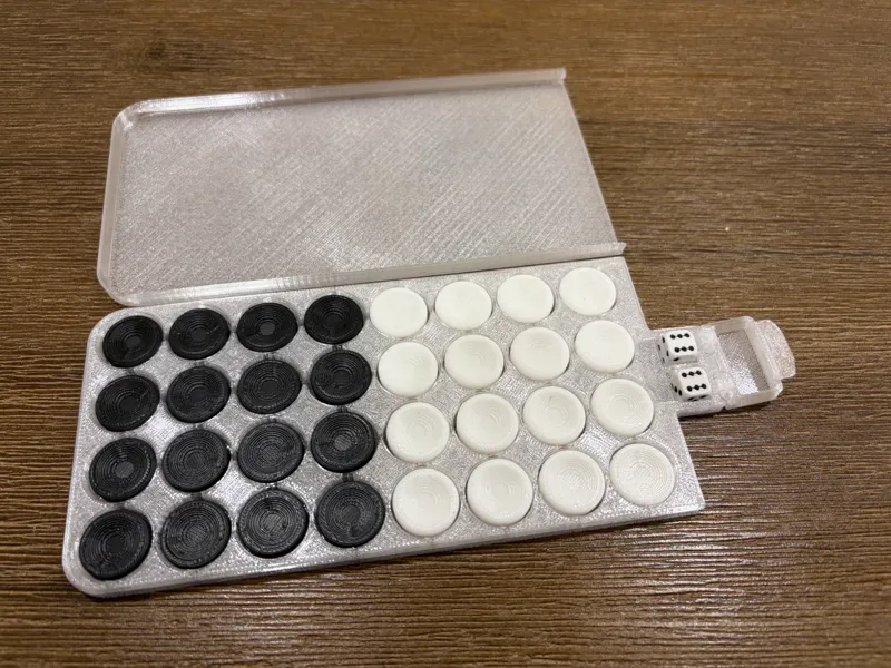 Backgammon Checkers and Dice Holder