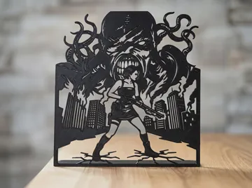 Escenografía en miniatura: Raccoon City Survivor Jill vs Nemesis silhouette — vista de referencia 3