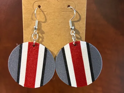 Helmet stripes earrings and keychain