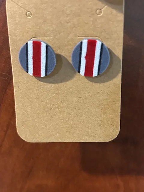 Helmet stripes earrings and keychain view 4