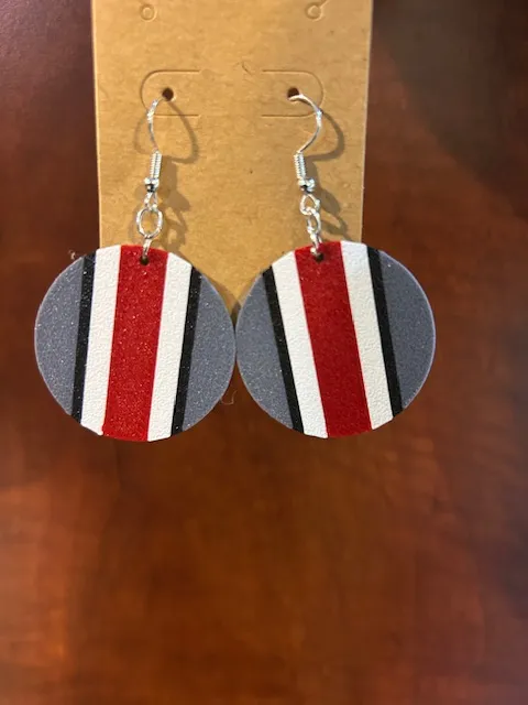 Helmet stripes earrings and keychain view 2