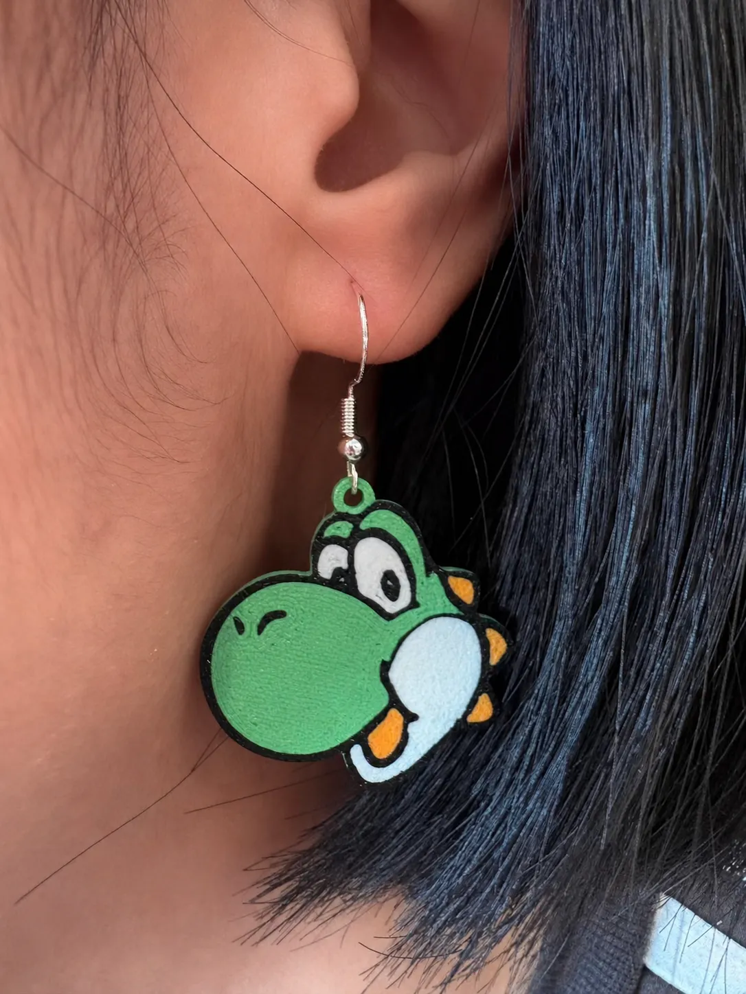 Yoshi Earrings – Cute 3D Printed Dangles view 2