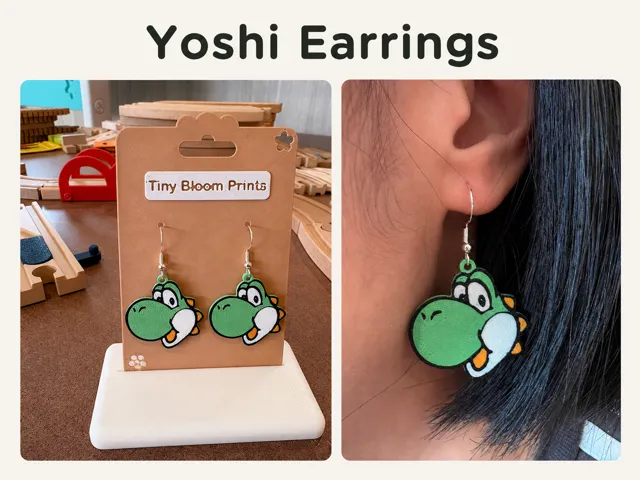 Yoshi Earrings – Cute 3D Printed Dangles