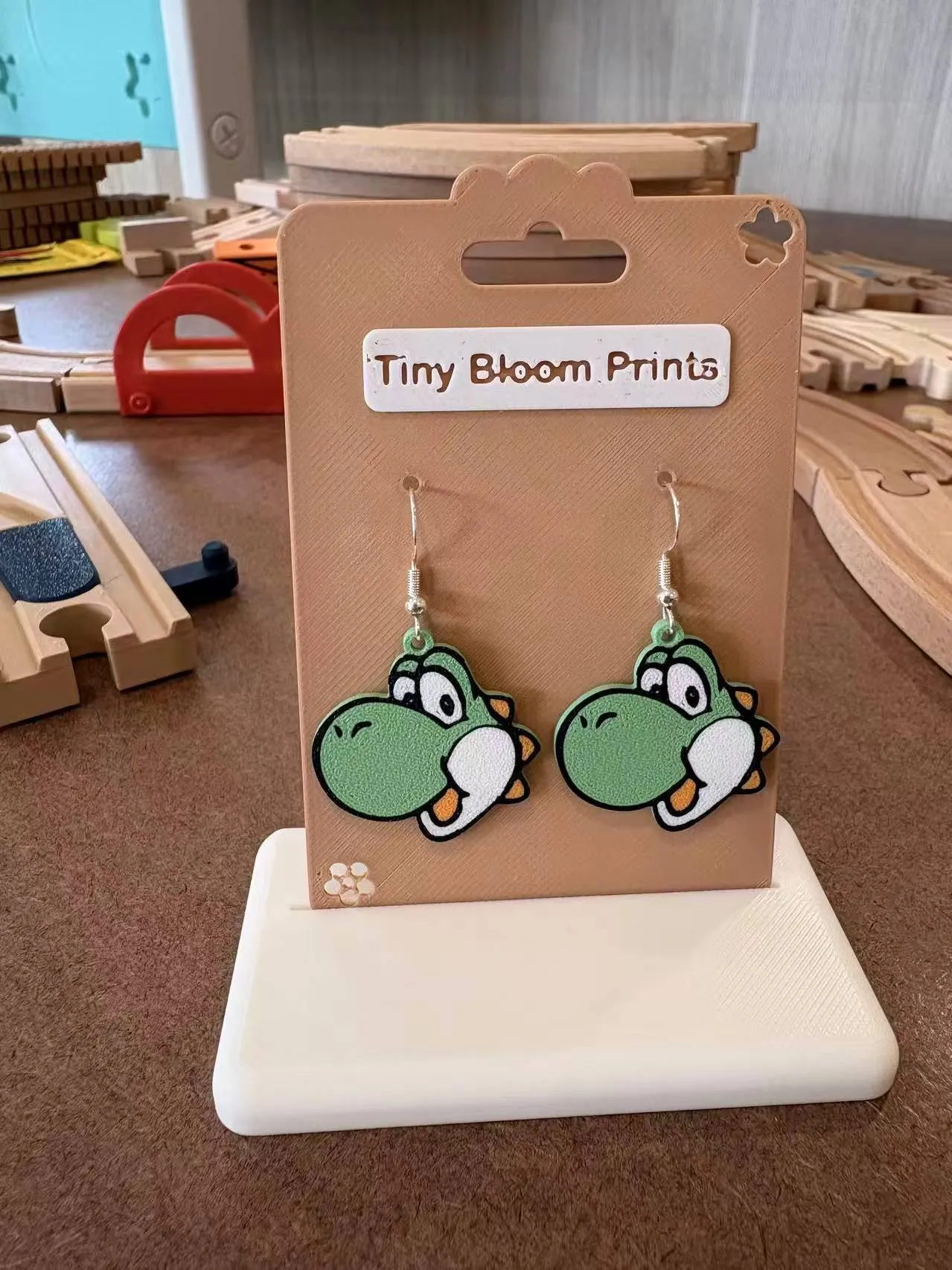 Yoshi Earrings – Cute 3D Printed Dangles view 3