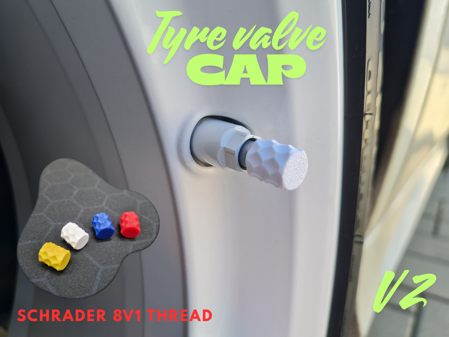 Tyre valve cap - V2 - schrader 8V1 thread