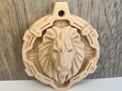 Lion Medallion, wall art , keychain low poly lion