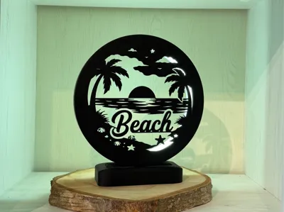 LED Ring Lamp v3 including frame with Beach Motif
