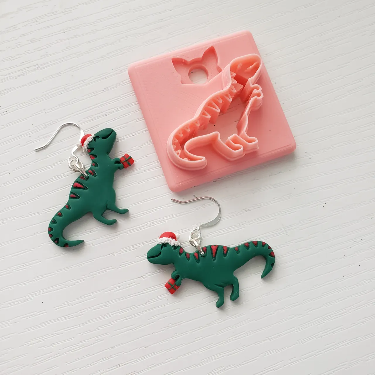 Trex/Velociraptor/Dino Polymer Clay Earring Cutter view 3