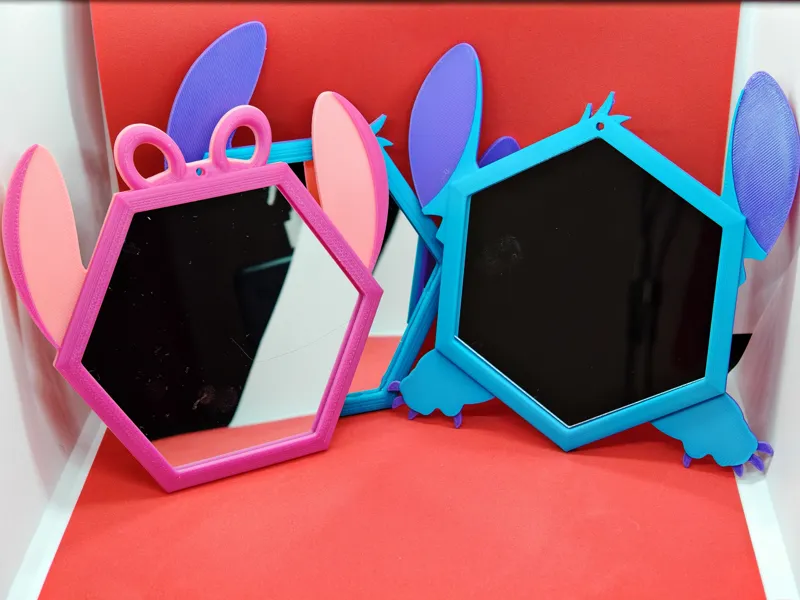 Stitch & Angel - Hexagonal mirror