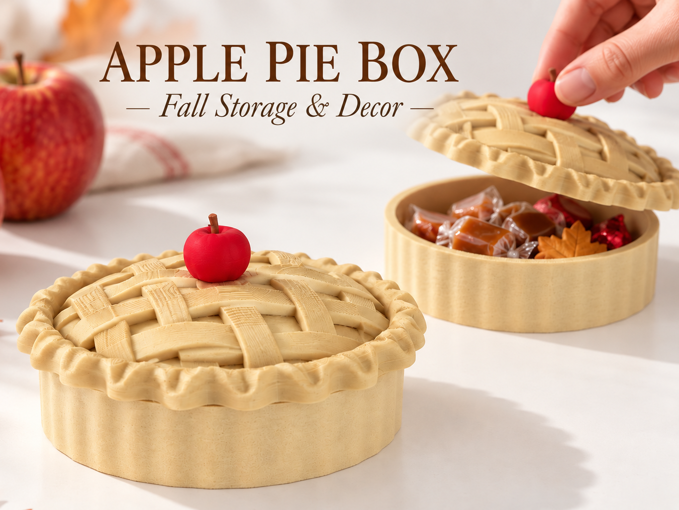 Apple Pie Container with Lid – Fall Storage Box - 1