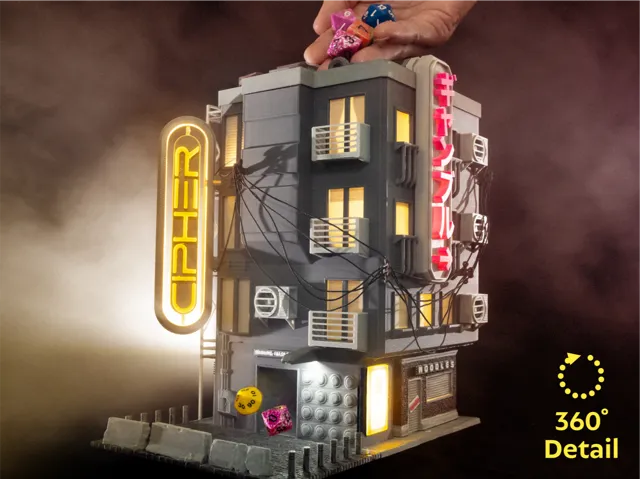 Cyberpunk Dice Tower - High Detail Lit Model