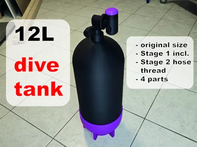 Dive Tank 12L with Stage 1 (original Size)