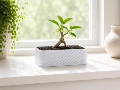 Modern Bonsai Planter Diagonal Texture