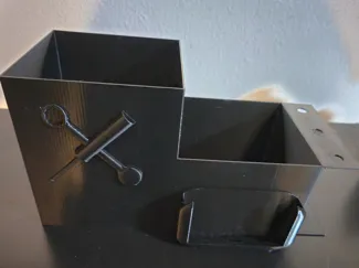 Wide supply holder with vertical phone mount