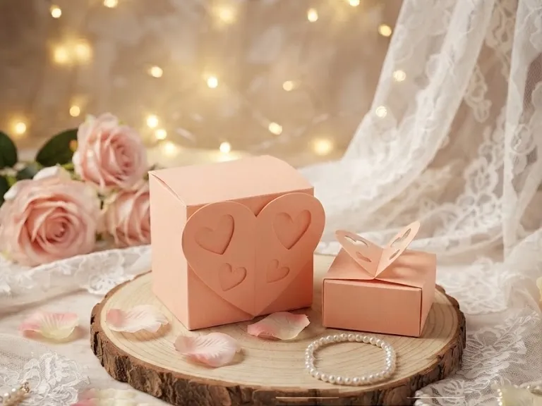 Elegant Heart-Closure Wedding Favor Box