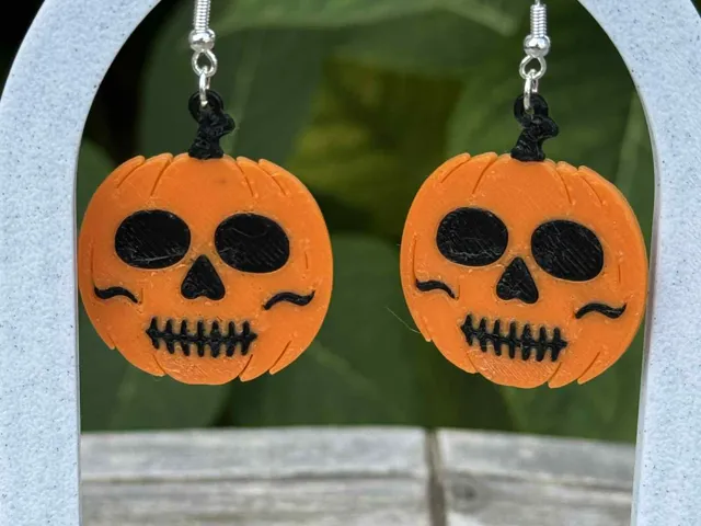 Skull Pumpkin Earrings