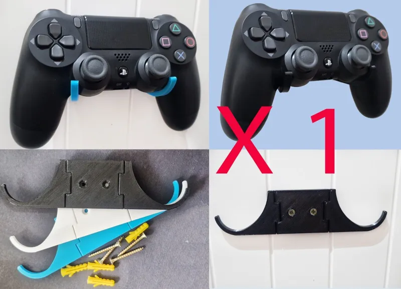 Fold-Flat Wall Mount Controller Holder for PlayStation 4 and 5 PS4 PS5