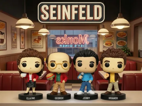 Estante o repisa: Funkos de los personajes de Seinfeld — referencia de MakerWorld