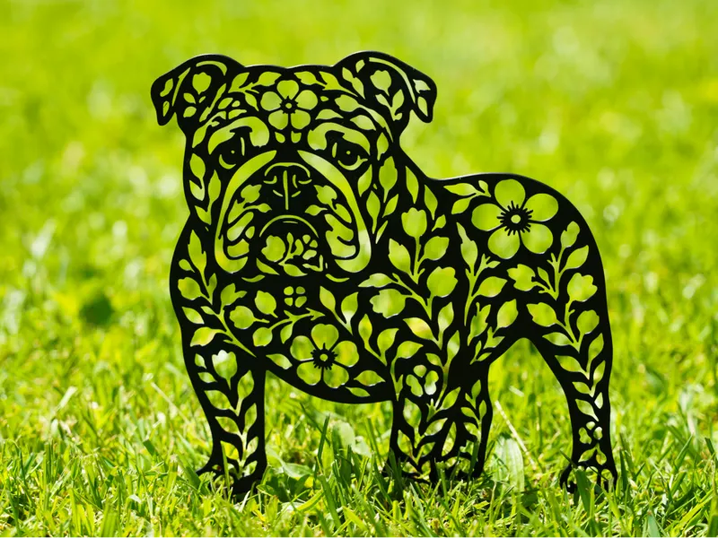 bulldog garden decor silhouette
