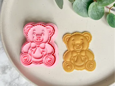 TeddyBear with heart Cookie cutter + stamp