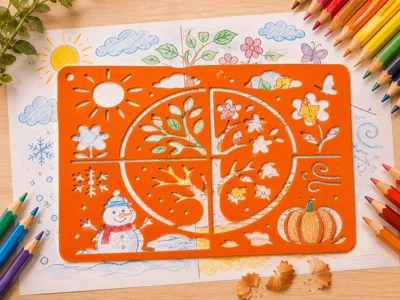 Four Seasons Stencil Template Malvorlage Schablone