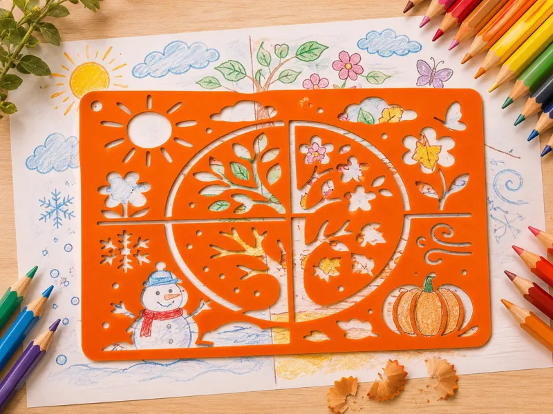 Four Seasons Stencil Template Malvorlage Schablone