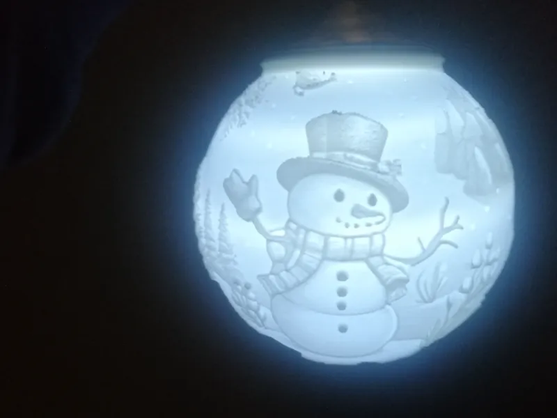 Snowman Christmas Tree Ornament Lithophane Ball 