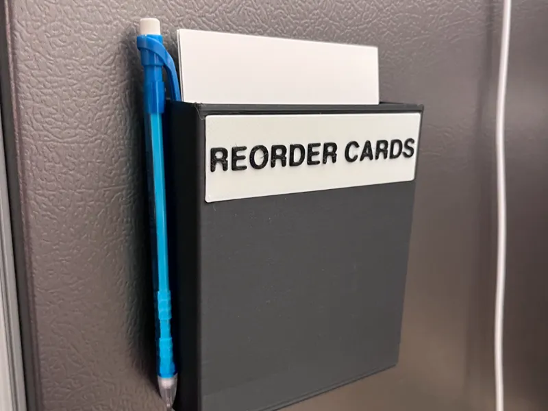 4x6" Postcard bin magnet mounted with label plate