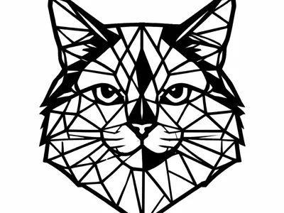 Cat Geometric Wall Art