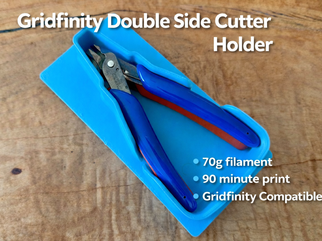 Gridfinity Side Cutter Holder - Double