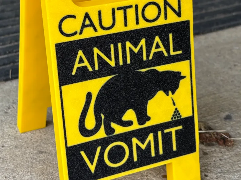 Caution Animal Vomit Sign - Wet Floor Style Sign
