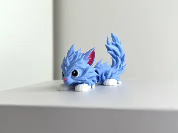 Modelo para impresión 3D: Ice cat flexi toy aritculated cat — vista de referencia 3