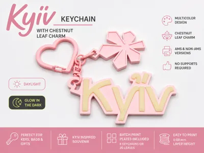 Kyiv Keychain & Chestnut Leaf Charm 