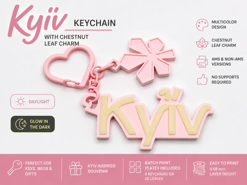 Kyiv Keychain & Chestnut Leaf Charm 