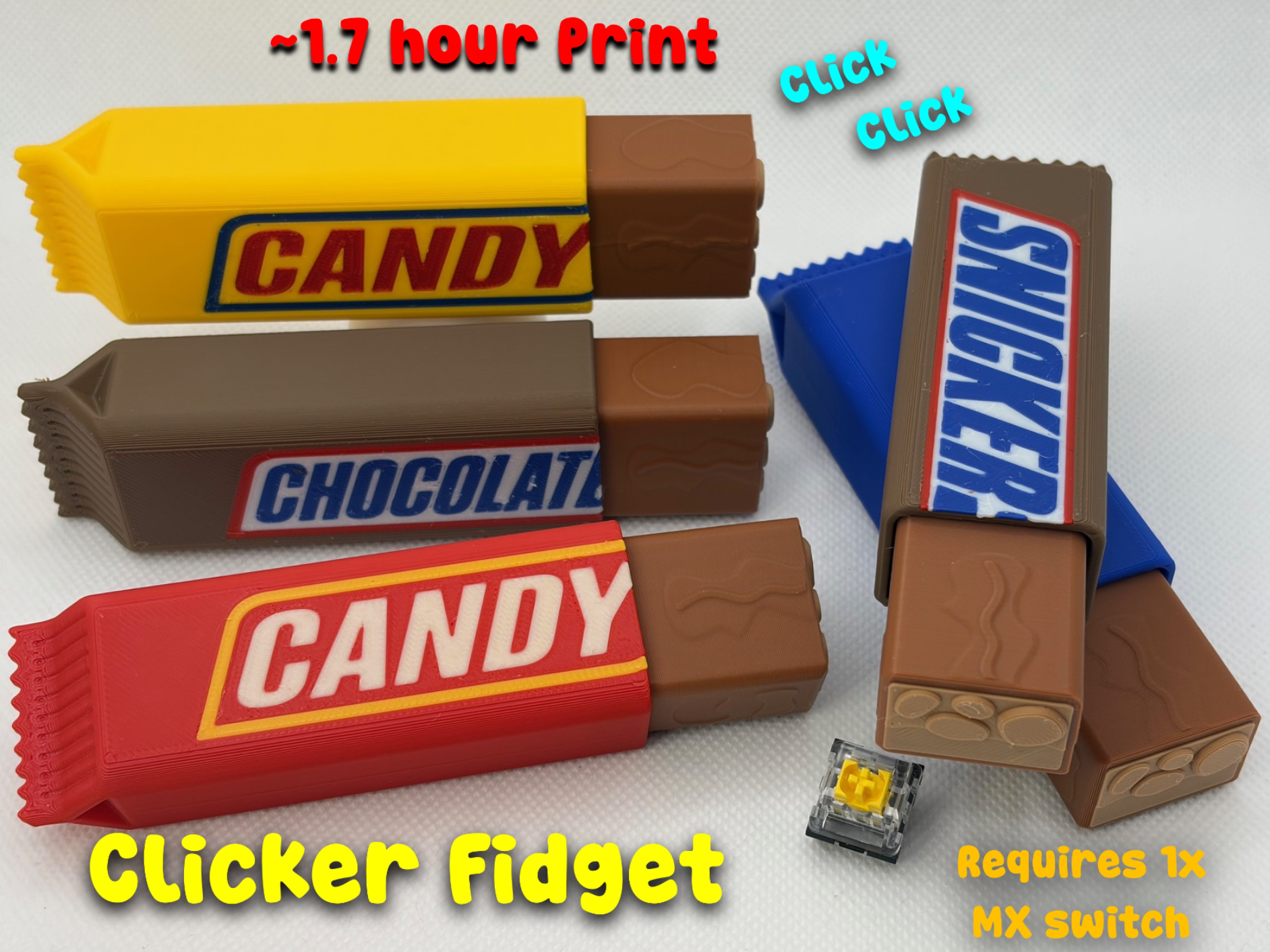 Candy Bar Snicker Clicker Fidget Toy (<1.7 hours)
